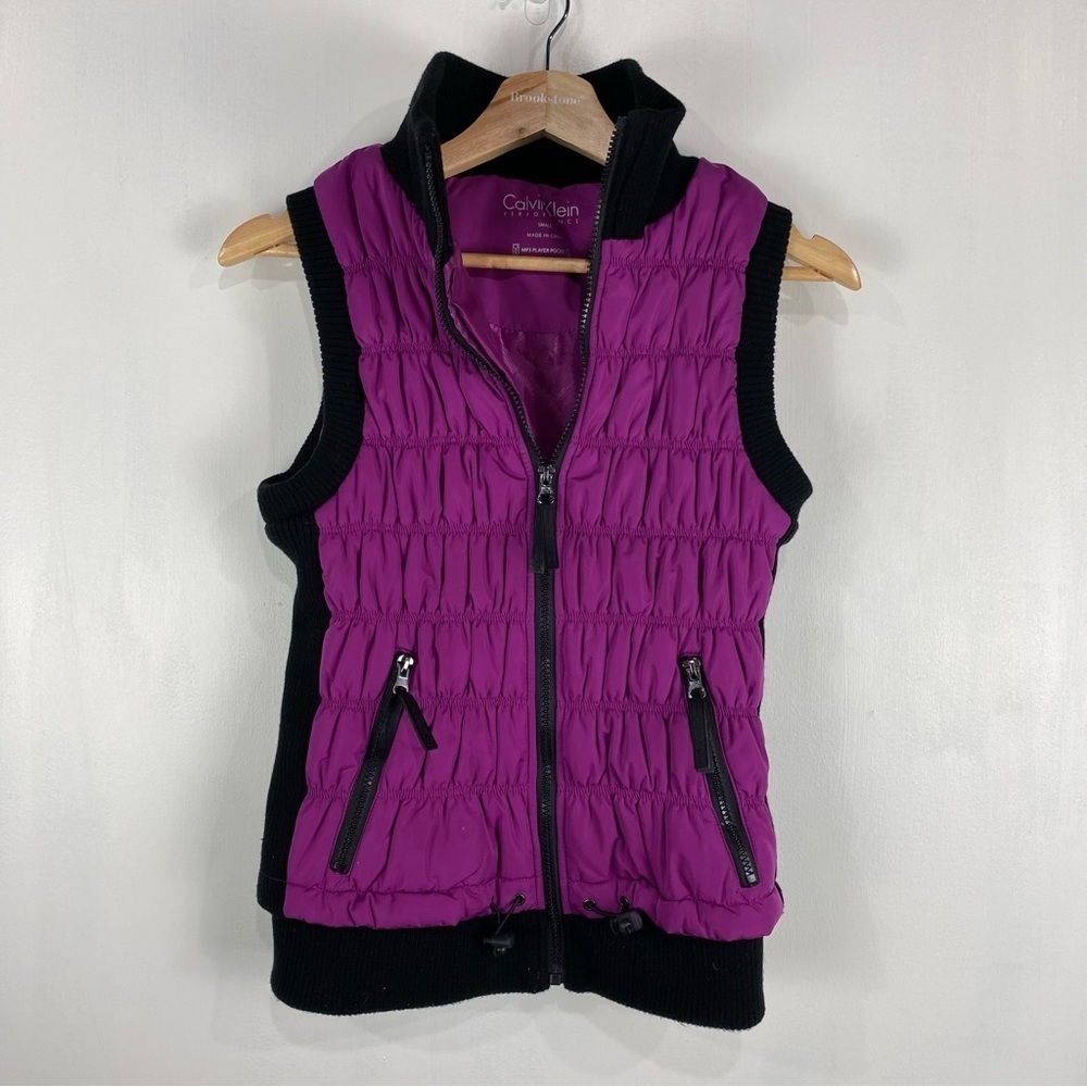 Calvin Klein: Women's‎ Cinched Full Zip Up Winter Puffer Vest Purple Size Small